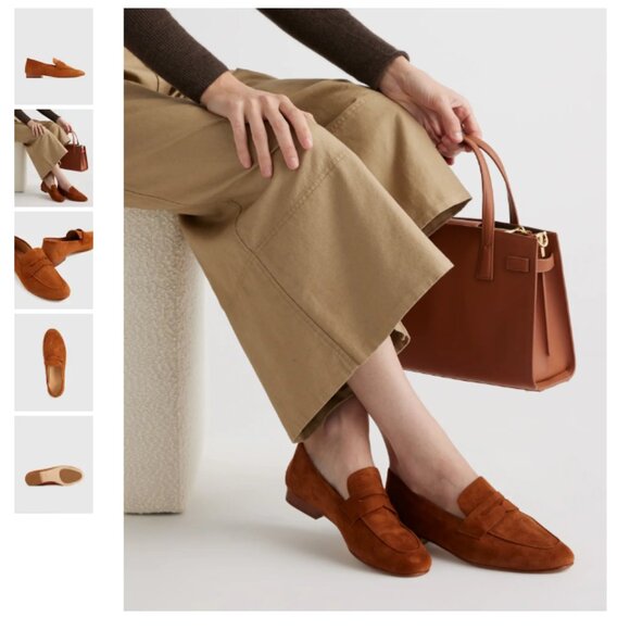 Quince Shoes - 🧡 Quince Italian Leather Pointy Penny Loafer – Cognac, Size 9 (New Without Box)